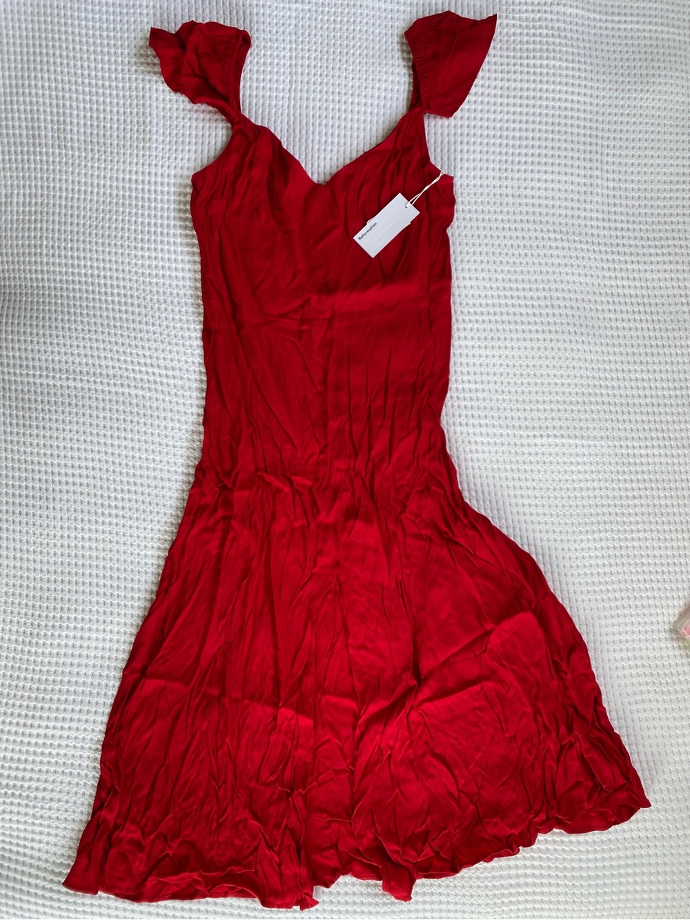 Reformation Baxley Red Midi Dress Size 12 NWT - Picture 3 of 11